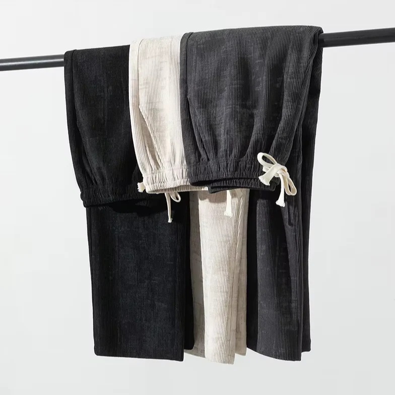Relaxed Fit Abstract Ribbed Drawstring Waist Pants for Men – Casual Comfort & Style - Image 7