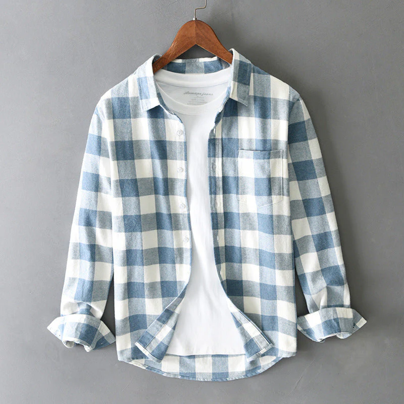 Relaxed Fit Collared Check Plaid Shirt for Men – Casual Comfortable Style