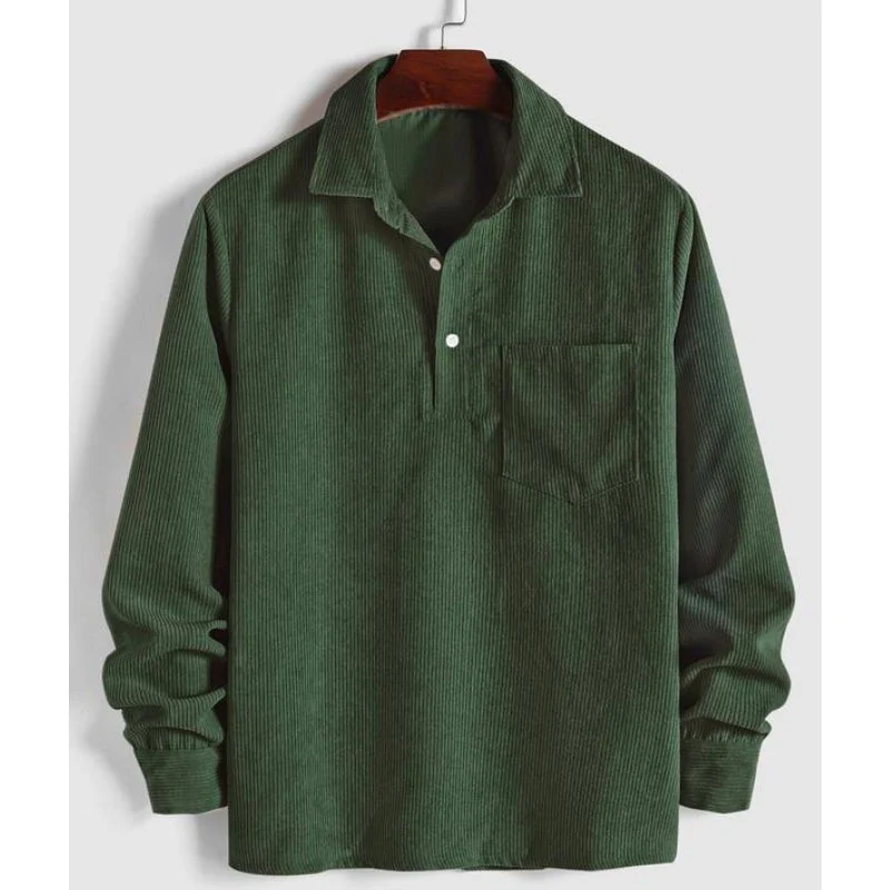 Relaxed Fit Collared Pullover Shirt for Men – Casual Comfort & Style