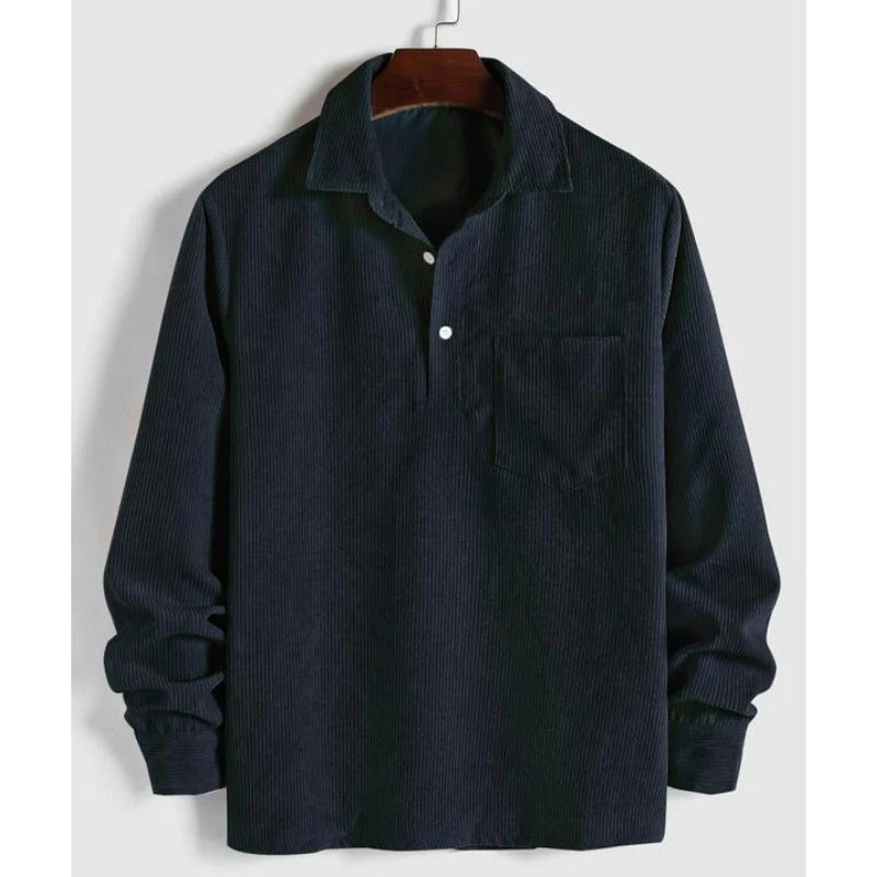 Relaxed Fit Collared Pullover Shirt for Men – Casual Comfort & Style - Image 2
