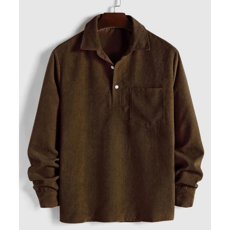 Relaxed Fit Collared Pullover Shirt for Men – Casual Comfort & Style - Image 3