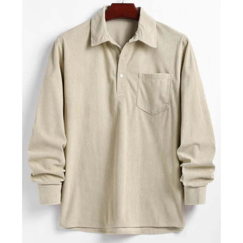 Relaxed Fit Collared Pullover Shirt for Men – Casual Comfort & Style - Image 4
