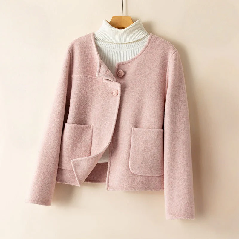 Relaxed Fit Collarless Coat for Women – Cozy & Stylish Everyday Wear