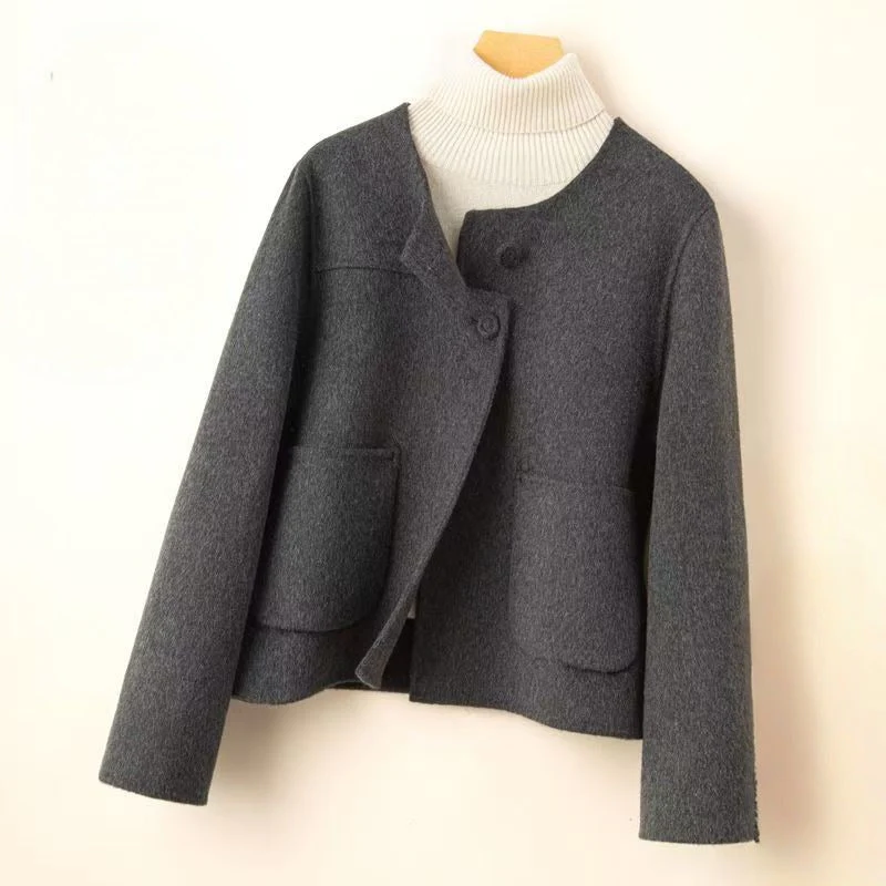 Relaxed Fit Collarless Coat for Women – Cozy & Stylish Everyday Wear - Image 3
