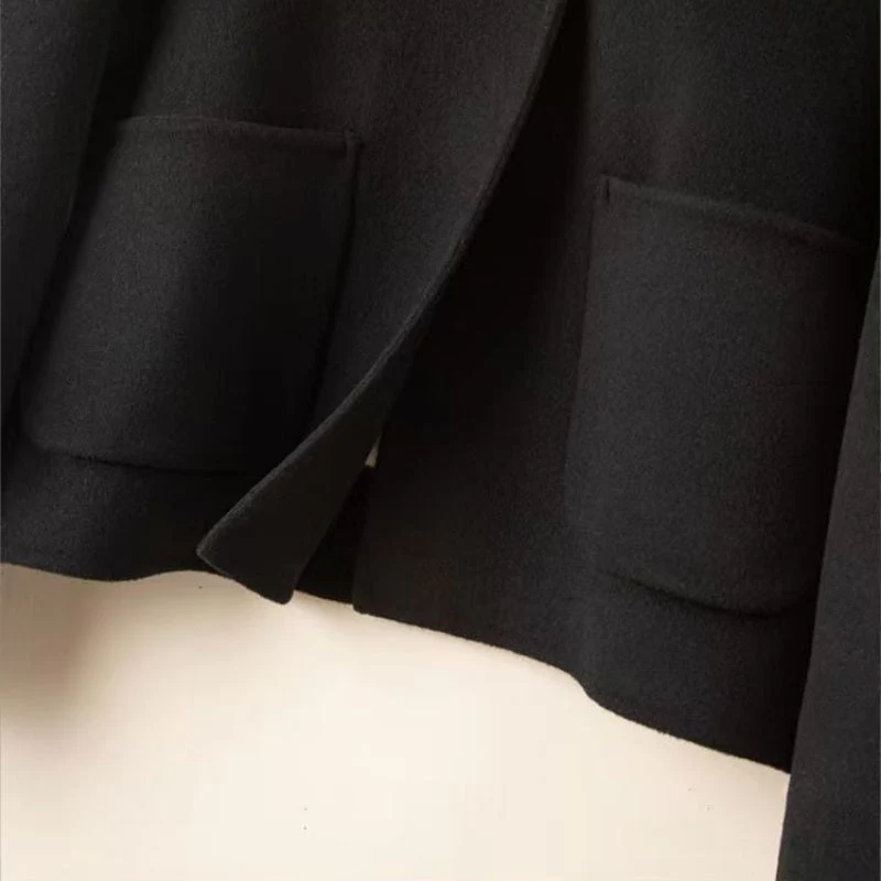 Relaxed Fit Collarless Coat for Women – Cozy & Stylish Everyday Wear - Image 7