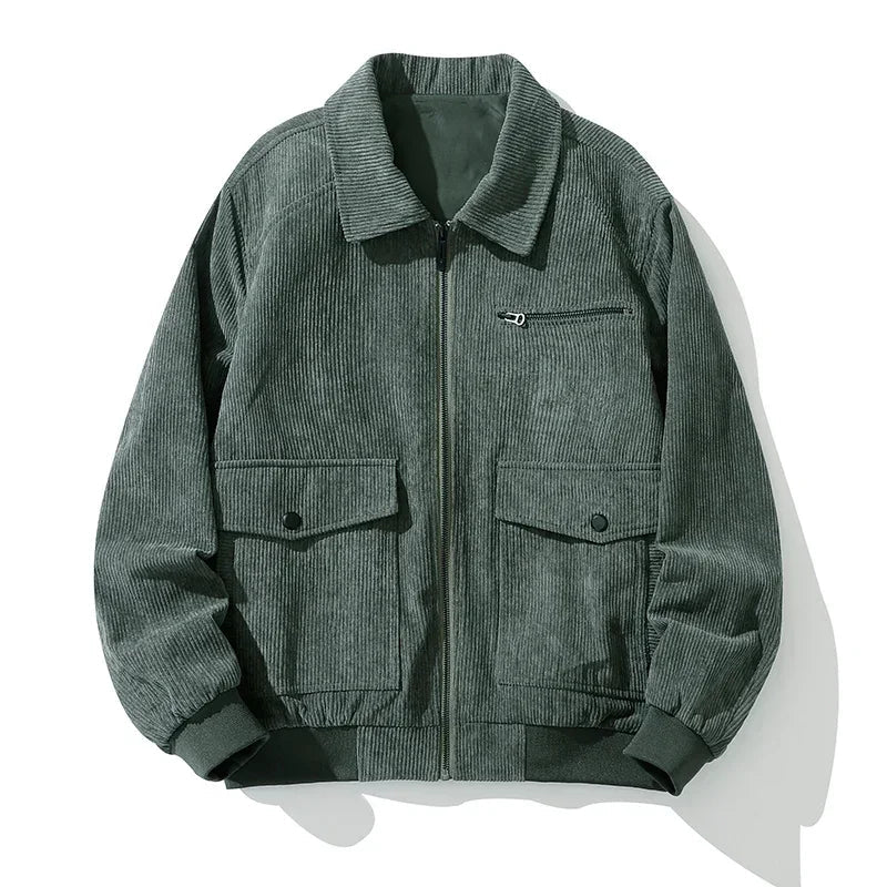Relaxed Fit Corduroy Bomber Jacket for Men – Casual Style & Comfort - Image 2