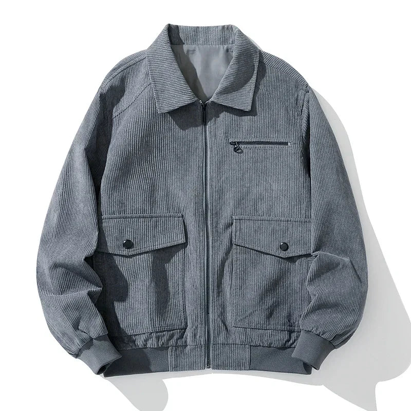 Relaxed Fit Corduroy Bomber Jacket for Men – Casual Style & Comfort - Image 3