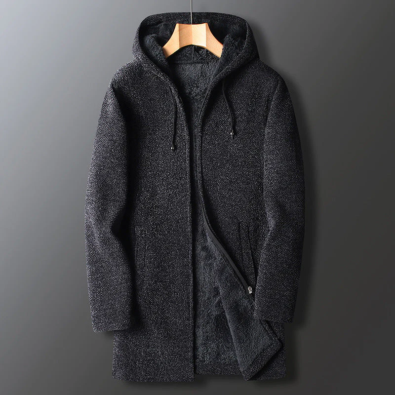 Relaxed Fit Full-Length Hooded Coat for Men – Cozy Warmth & Practical Design - Image 4
