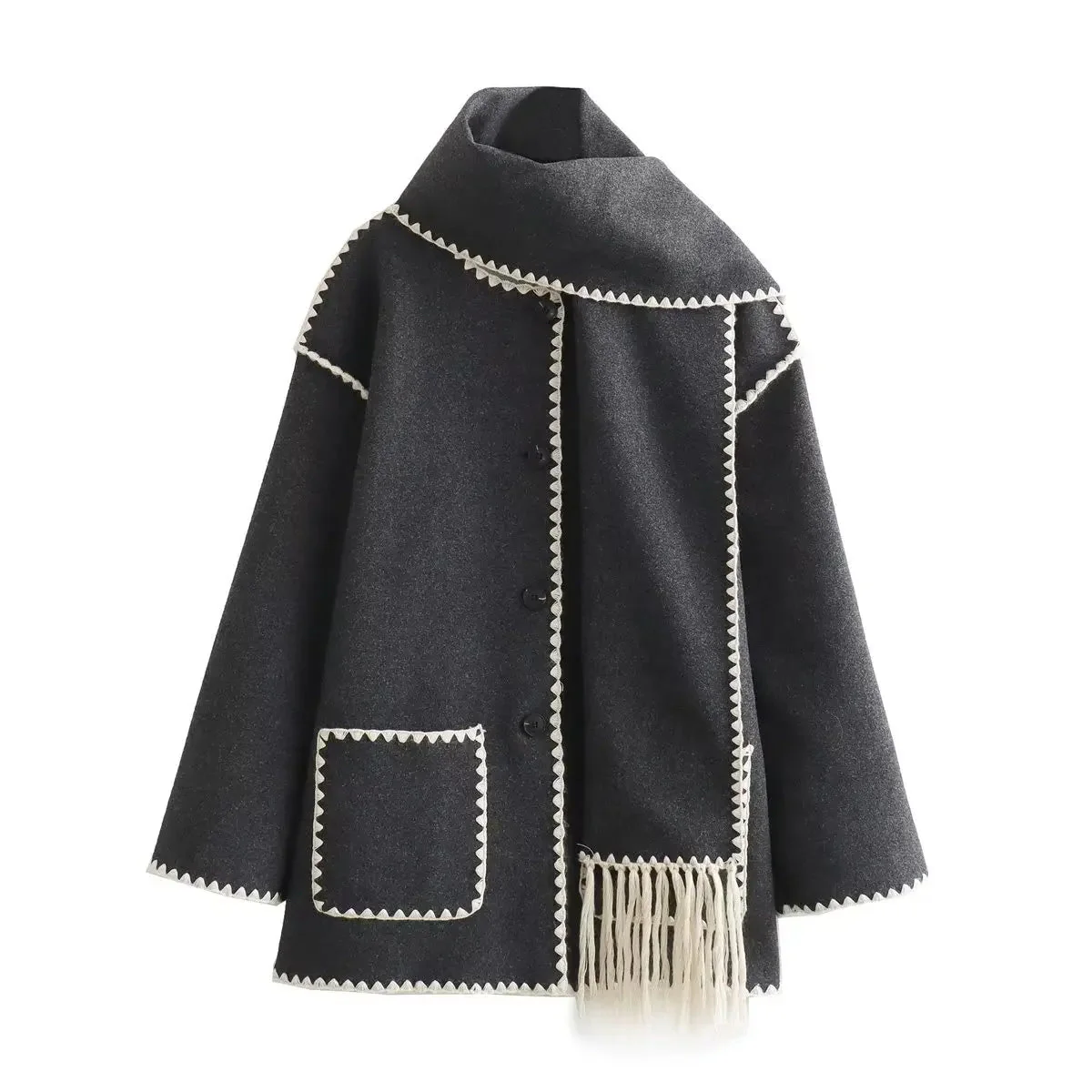 Relaxed Fit Knee-Length Coat for Women – Stylish Cozy Warmth - Image 2
