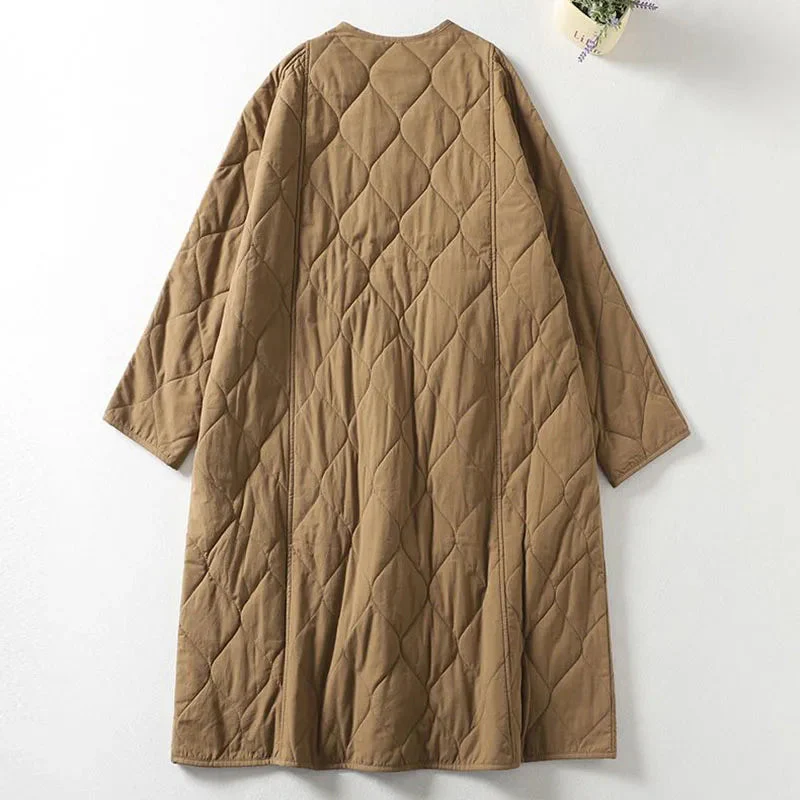 Relaxed Fit Quilted Mid-Thigh Coat for Women – Cozy & Casual Style - Image 2