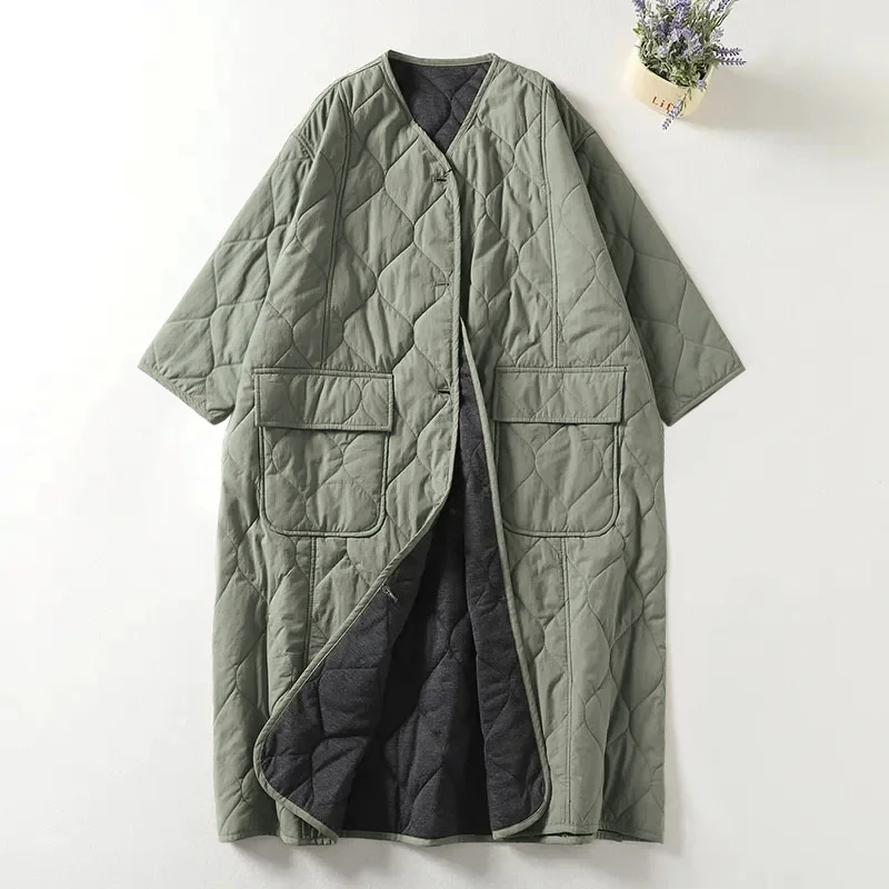 Relaxed Fit Quilted Mid-Thigh Coat for Women – Cozy & Casual Style - Image 3