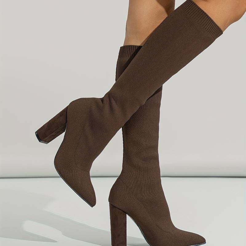 Ribbed Pointed Toe Knee-Length Knitted Sock Boots for Women – Stylish & Comfortable - Image 10