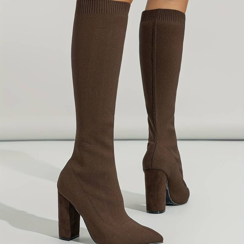Ribbed Pointed Toe Knee-Length Knitted Sock Boots for Women – Stylish & Comfortable - Image 11