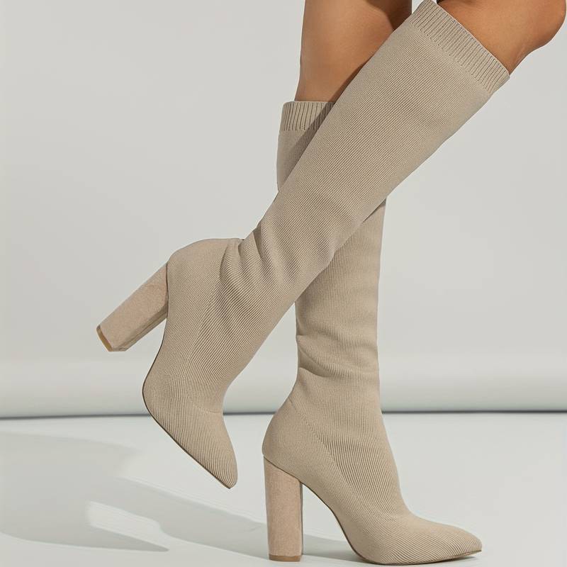 Ribbed Pointed Toe Knee-Length Knitted Sock Boots for Women – Stylish & Comfortable - Image 7