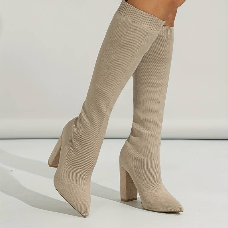Ribbed Pointed Toe Knee-Length Knitted Sock Boots for Women – Stylish & Comfortable - Image 8