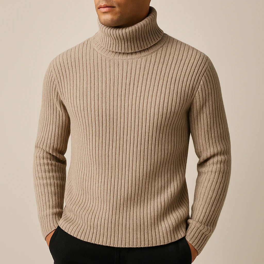 Ribbed Regular Fit Turtleneck Sweater for Men – Cozy & Classic Style - Image 2