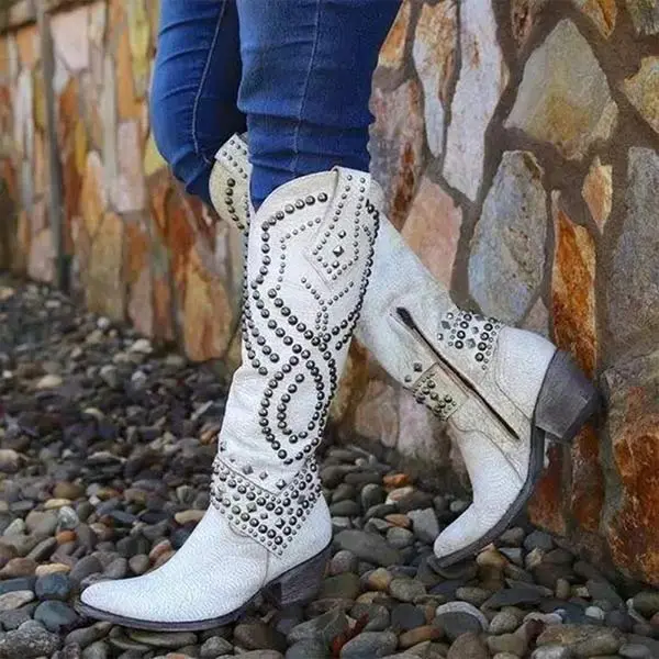 Rivet Long Heel Boots for Women – Bold & Chic Style - Image 2