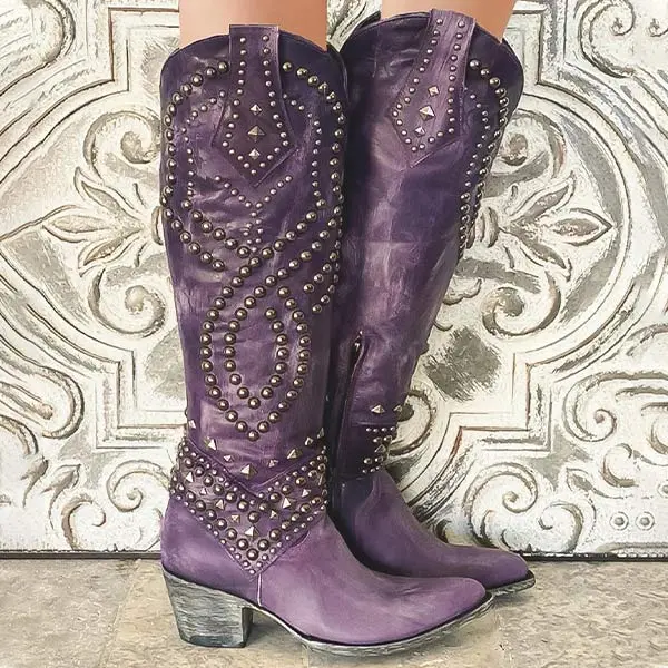 Rivet Long Heel Boots for Women – Bold & Chic Style - Image 3