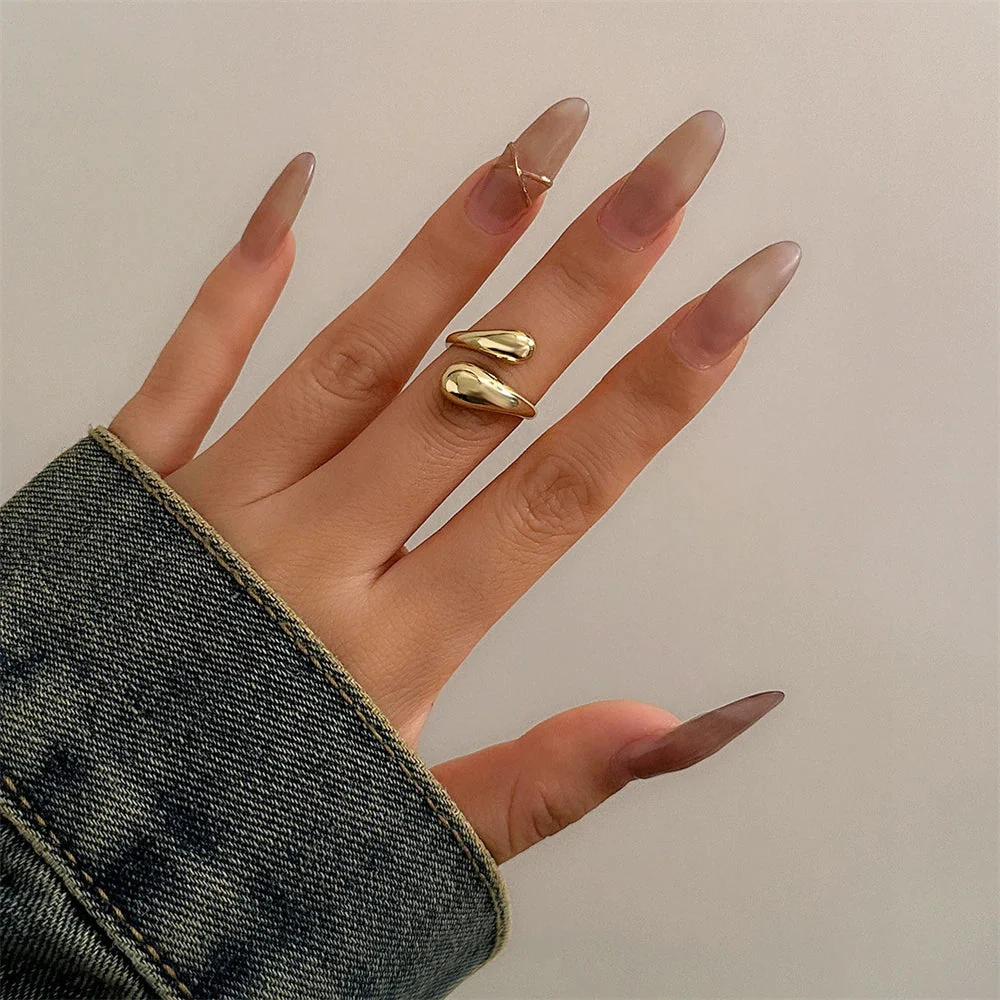 Sculptural Open Cuff Bracelet And Wrap-Around Open Band Ring Set for Women – Elegant Everyday Style - Image 3