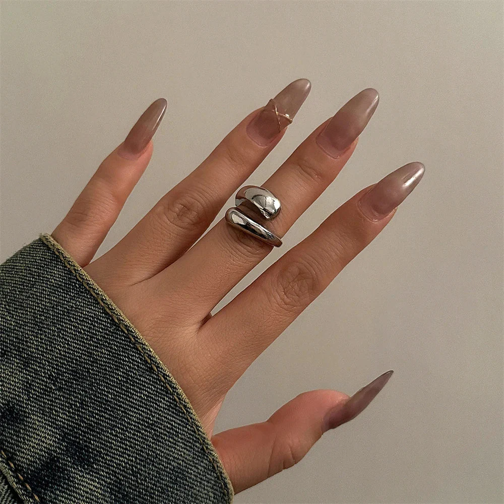 Sculptural Open Cuff Bracelet And Wrap-Around Open Band Ring Set for Women – Elegant Everyday Style - Image 5
