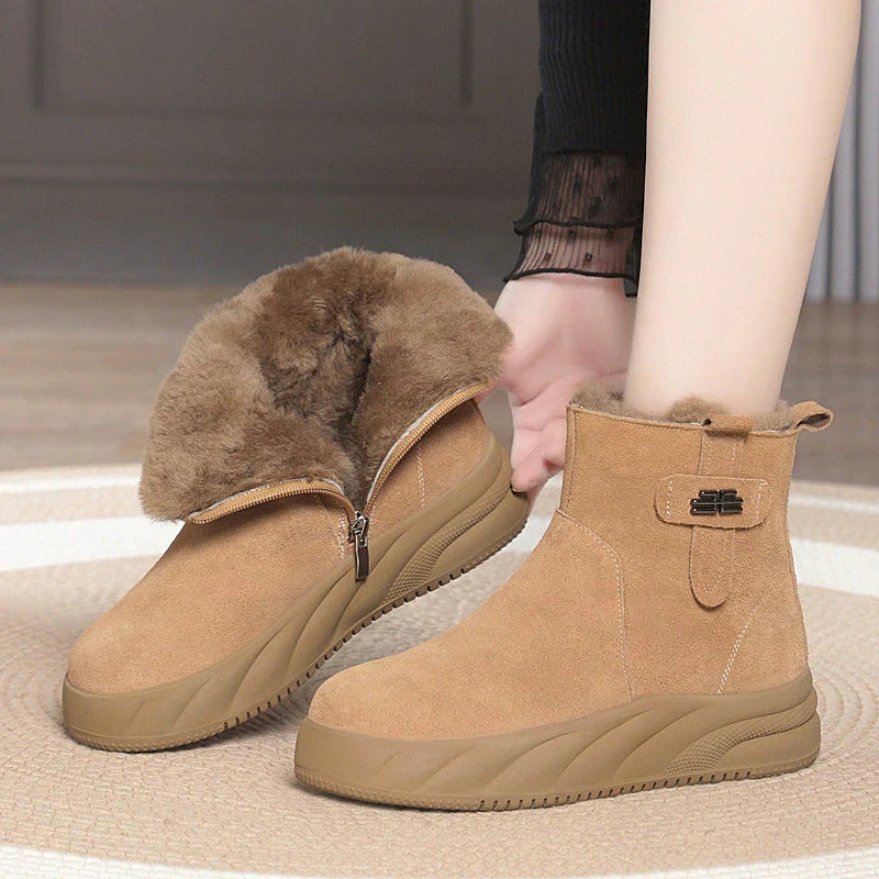 Cozy Fur-Lined Ankle Boots for Women – Warm Zip-Up Winter Style - Image 2