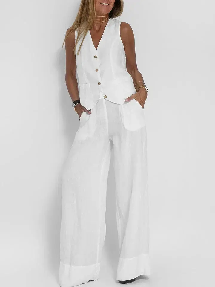 Sleeveless White Suit for Women – Effortless Style & Comfort - Image 8