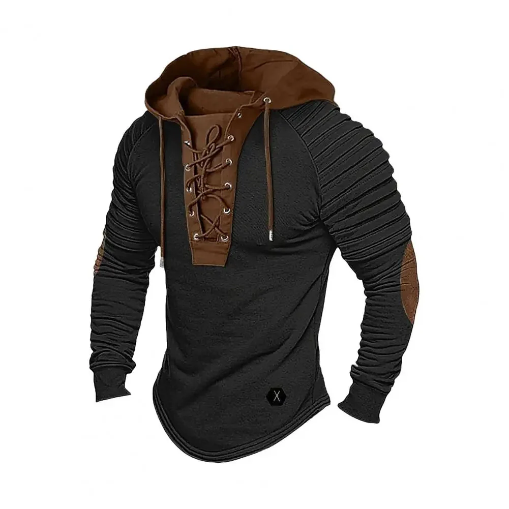Slim Fit Lace-Up Hoodie for Men – Stylish Casual Comfort