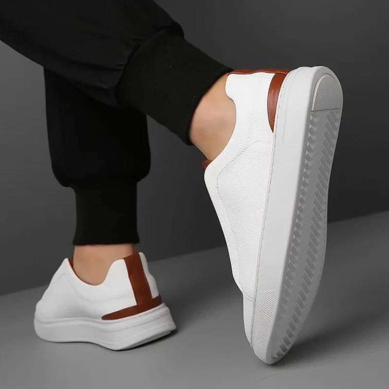 Slip-On Contrast Accent Low-Top Leather Sneakers for Men – Stylish & Comfortable - Image 5