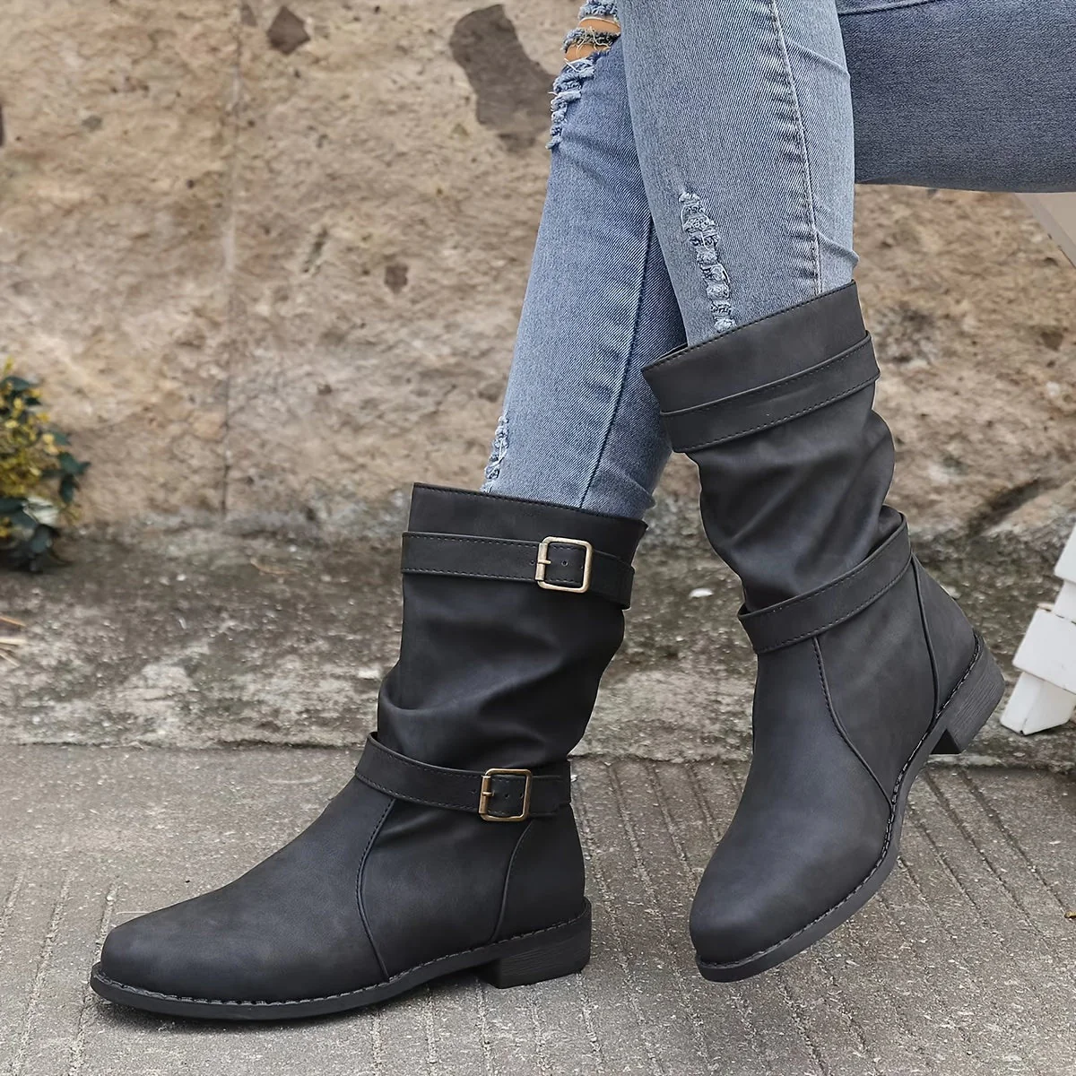 Slouchy Black Ankle Boots for Women – Chic & Stylish Comfort - Image 6