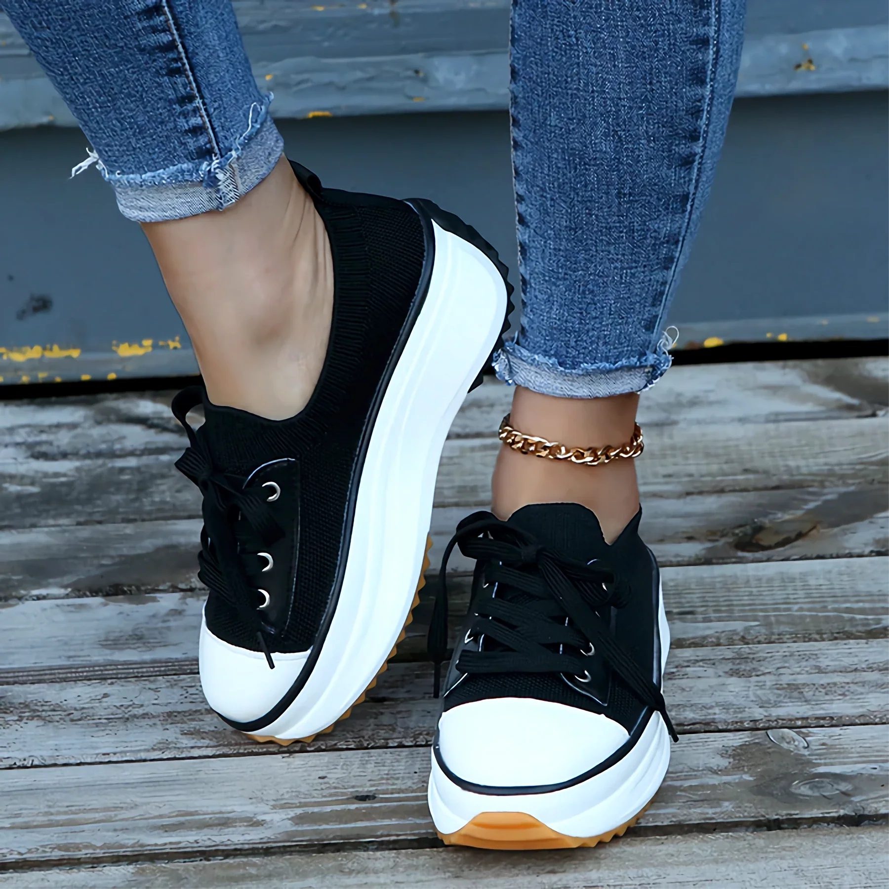 Soft Knit Platform Sneakers for Women – Stylish & Breathable Comfort - Image 3