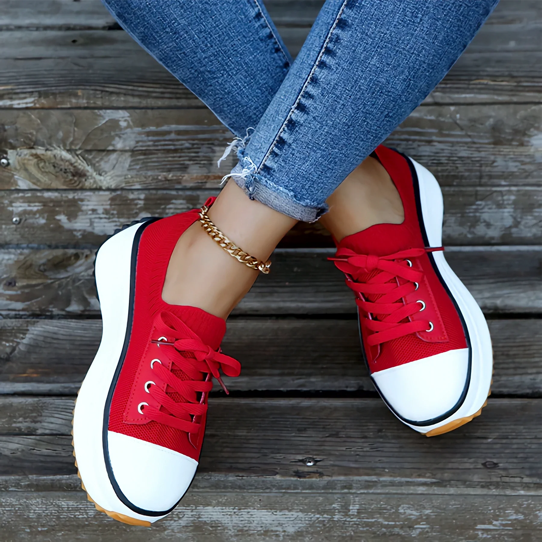 Soft Knit Platform Sneakers for Women – Stylish & Breathable Comfort - Image 4