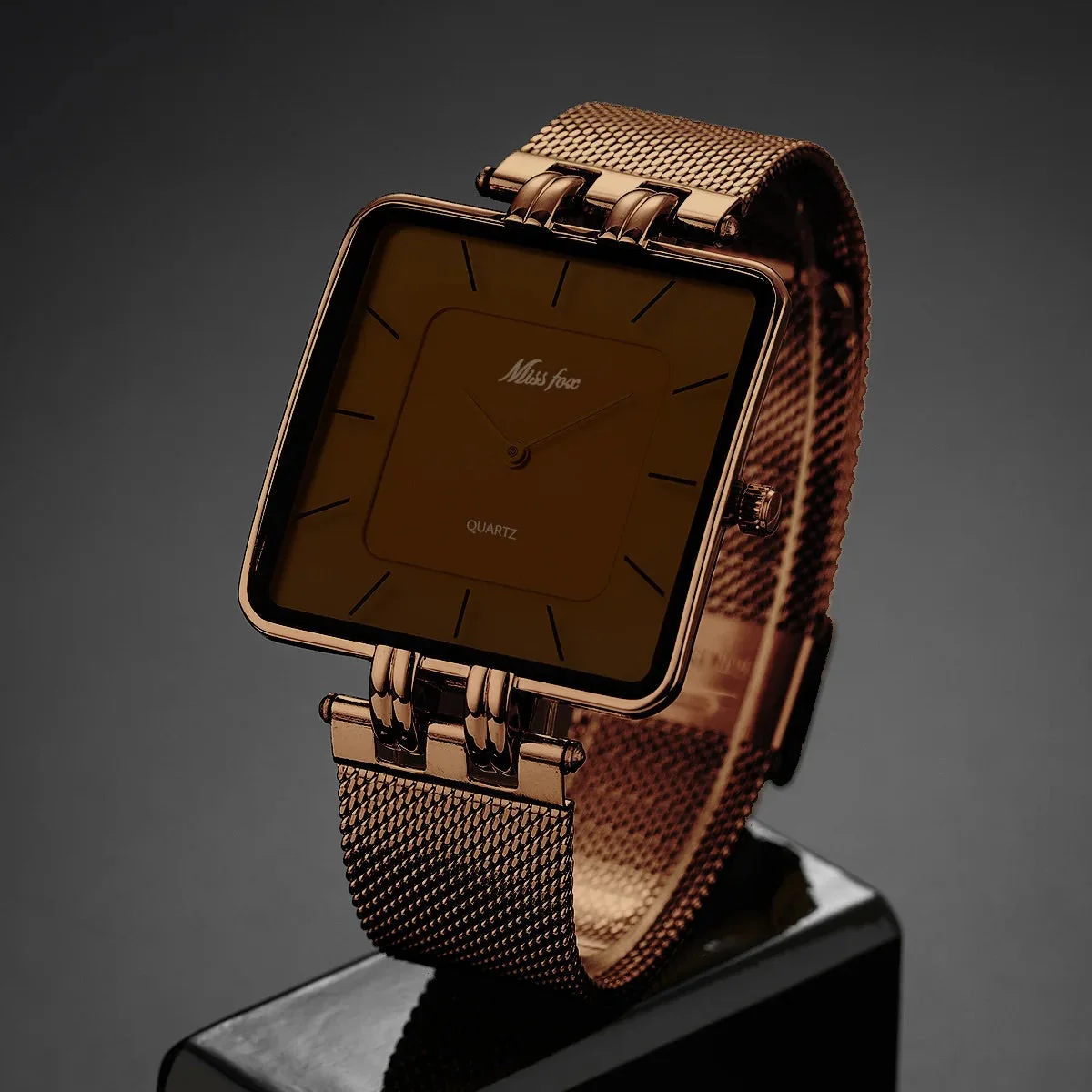 Square Case Mesh Band Wrist Watch for Women – Minimalist & Stylish Design - Image 4