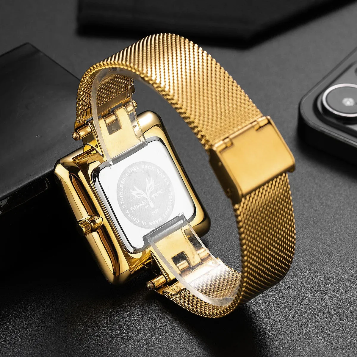 Square Case Mesh Band Wrist Watch for Women – Minimalist & Stylish Design - Image 5