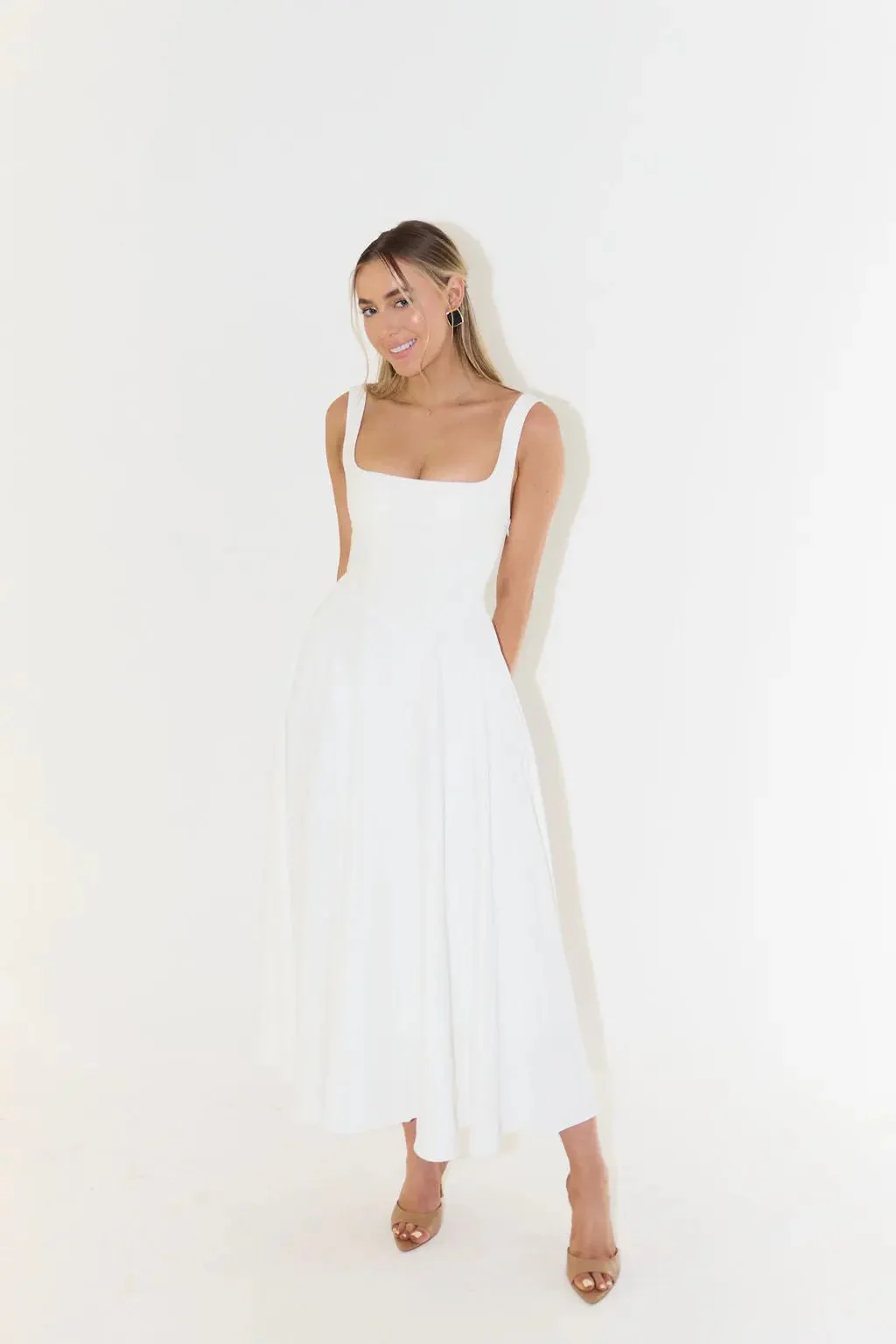 Square Neck Midi Dress for Women – Effortless Summer Elegance - Image 5