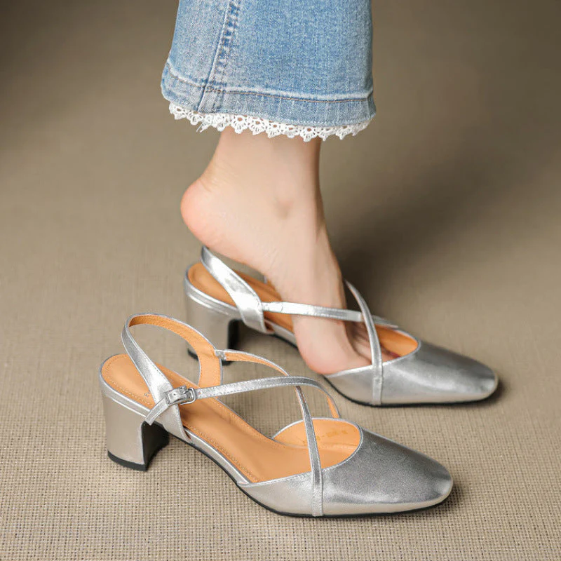 Square Toe Block Heel Mary Jane Slingback Heels for Women – Stylish & Supportive Design - Image 5