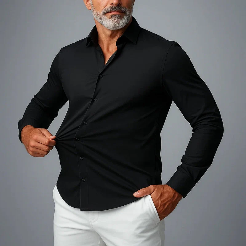 Stretch Slim Fit Button-Down Shirt for Men – Stylish & Comfortable Fit - Image 2