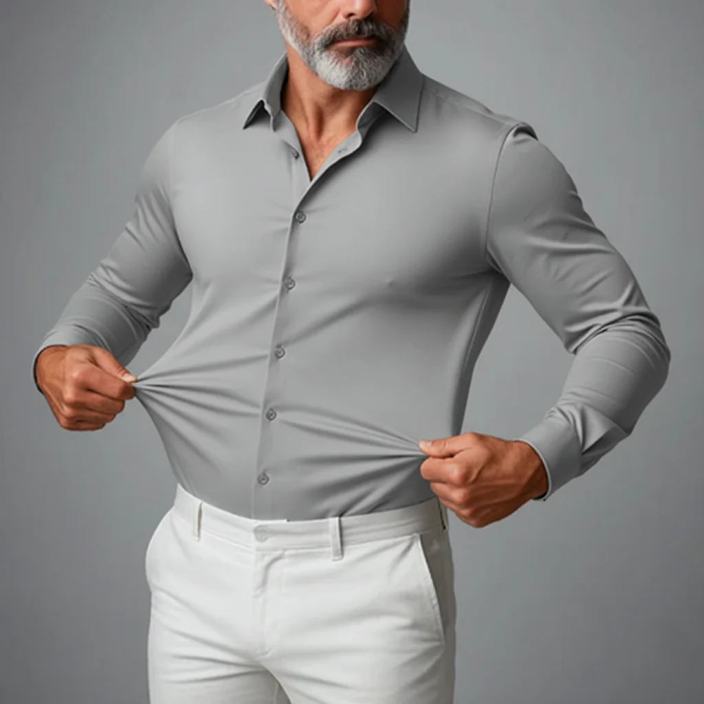 Stretch Slim Fit Button-Down Shirt for Men – Stylish & Comfortable Fit - Image 5