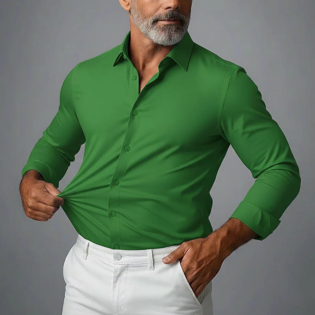 Stretch Slim Fit Button-Down Shirt for Men – Stylish & Comfortable Fit - Image 6