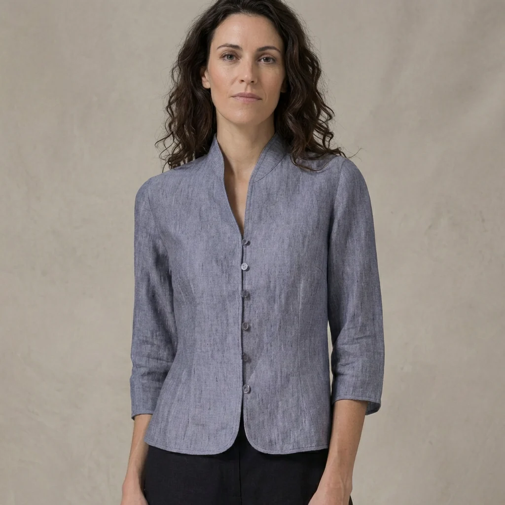Structured Mandarin Blouse for Women – Elegant & Versatile - Image 2