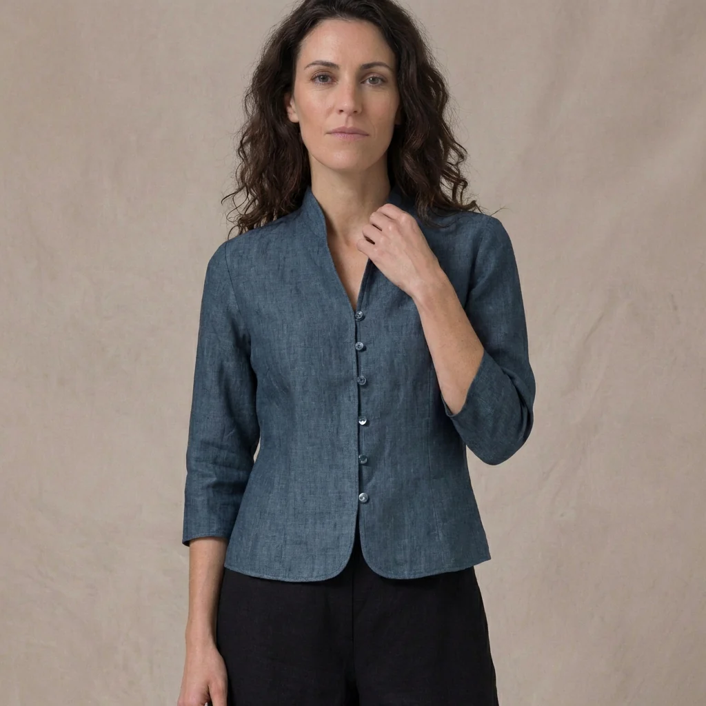 Structured Mandarin Blouse for Women – Elegant & Versatile - Image 3