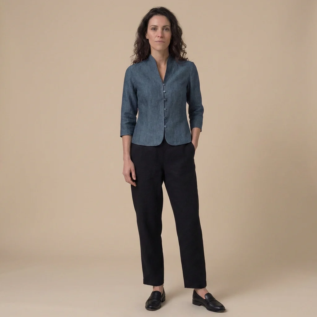Structured Mandarin Blouse for Women – Elegant & Versatile - Image 4