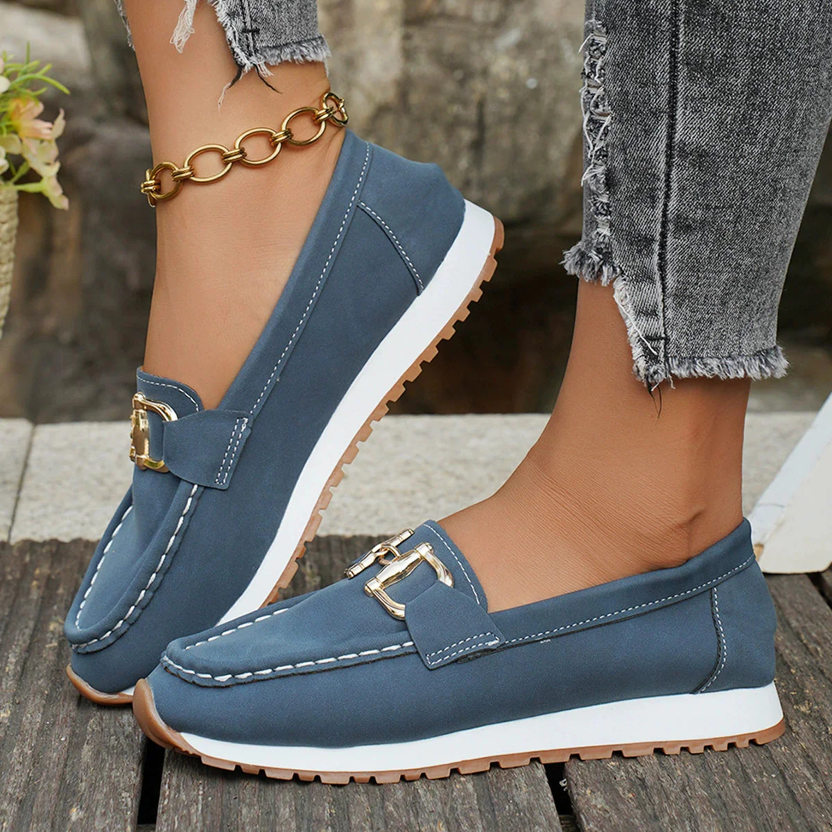 Suede-Like Loafers for Women – Elegant Buckle Detail & All-Day Comfort - Image 8