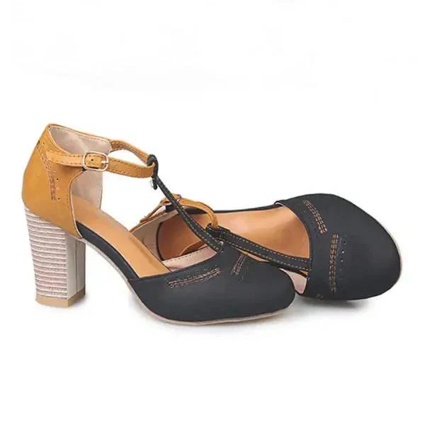 T-Strap Block Heels for Women – Elegant Black Design & All-Day Comfort - Image 5