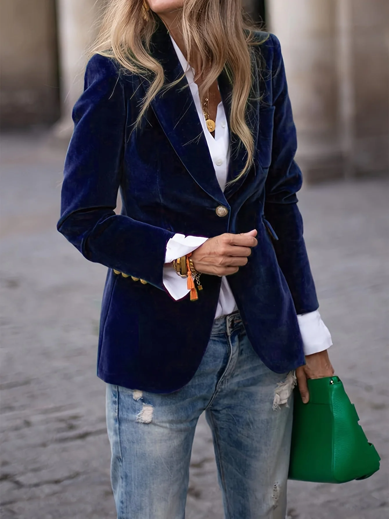 Tailored Fit Button Front Blazer for Women – Classic Stylish Comfort - Image 5