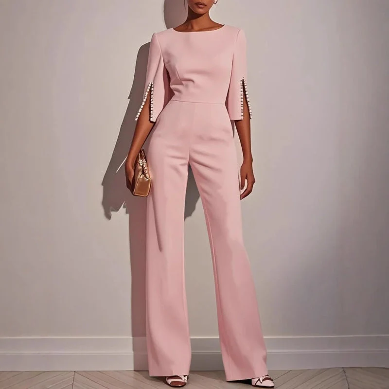 Tailored Wide Leg Pearl Embellished Jumpsuit for Women – Elegant & Sophisticated Design - Image 5