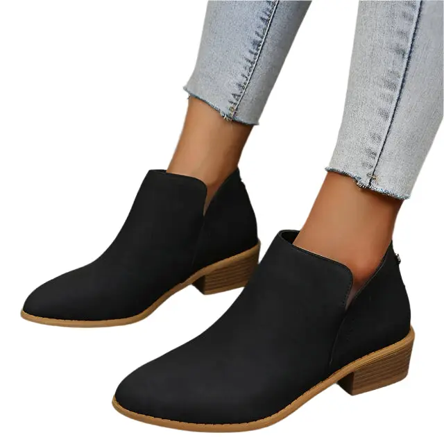 Tapered Silhouette Low Heel Boots for Women – Stylish & Comfortable - Image 2