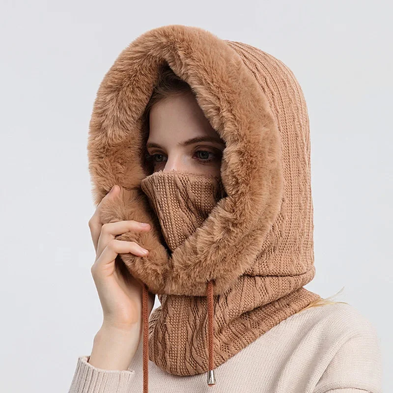 Textured Hooded Scarf with Fur Trim for Women – Cozy Head and Neck Coverage - Image 8