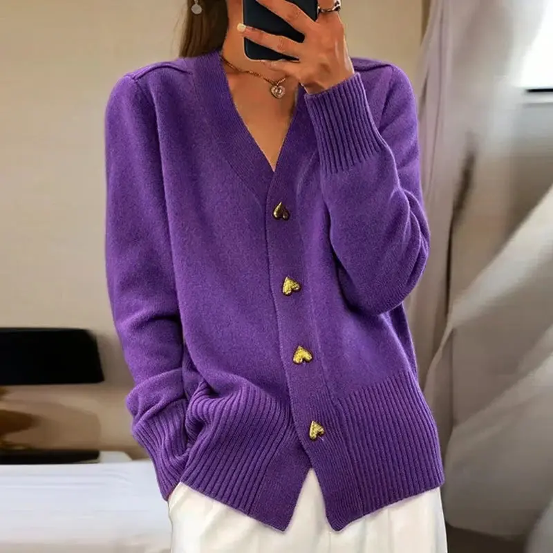 V-Neck Cardigan Sweater for Women – Stylish & Cozy Layering Piece - Image 6