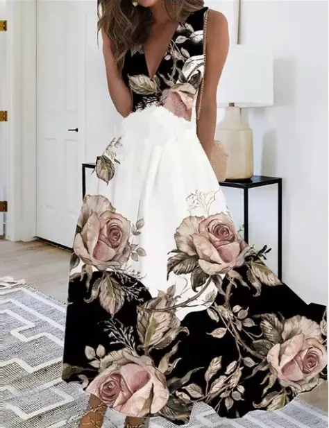 V-Neck Midi Dress for Women – Elegant & Versatile Summer Style - Image 3