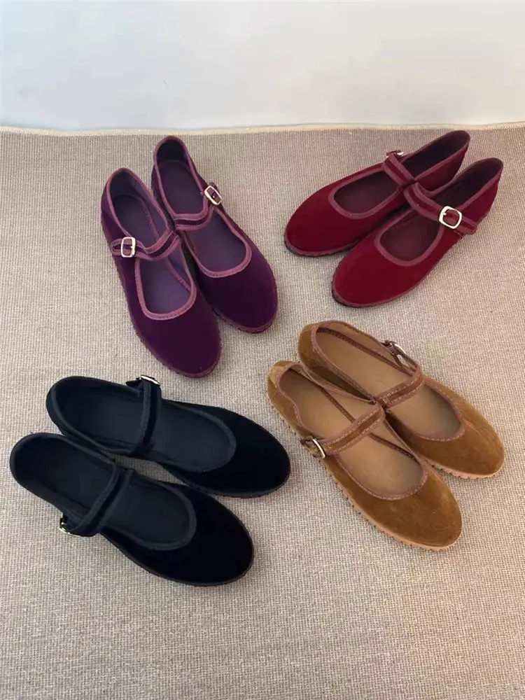 Velvet Ballet Flats for Women – Elegant & Comfortable Mary Jane Design - Image 10